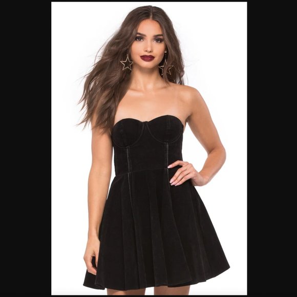 MINKPINK Dresses & Skirts - 199. MINKPINK Black Strapless Bustier Bernadette Mini Dress Fit Flare Small